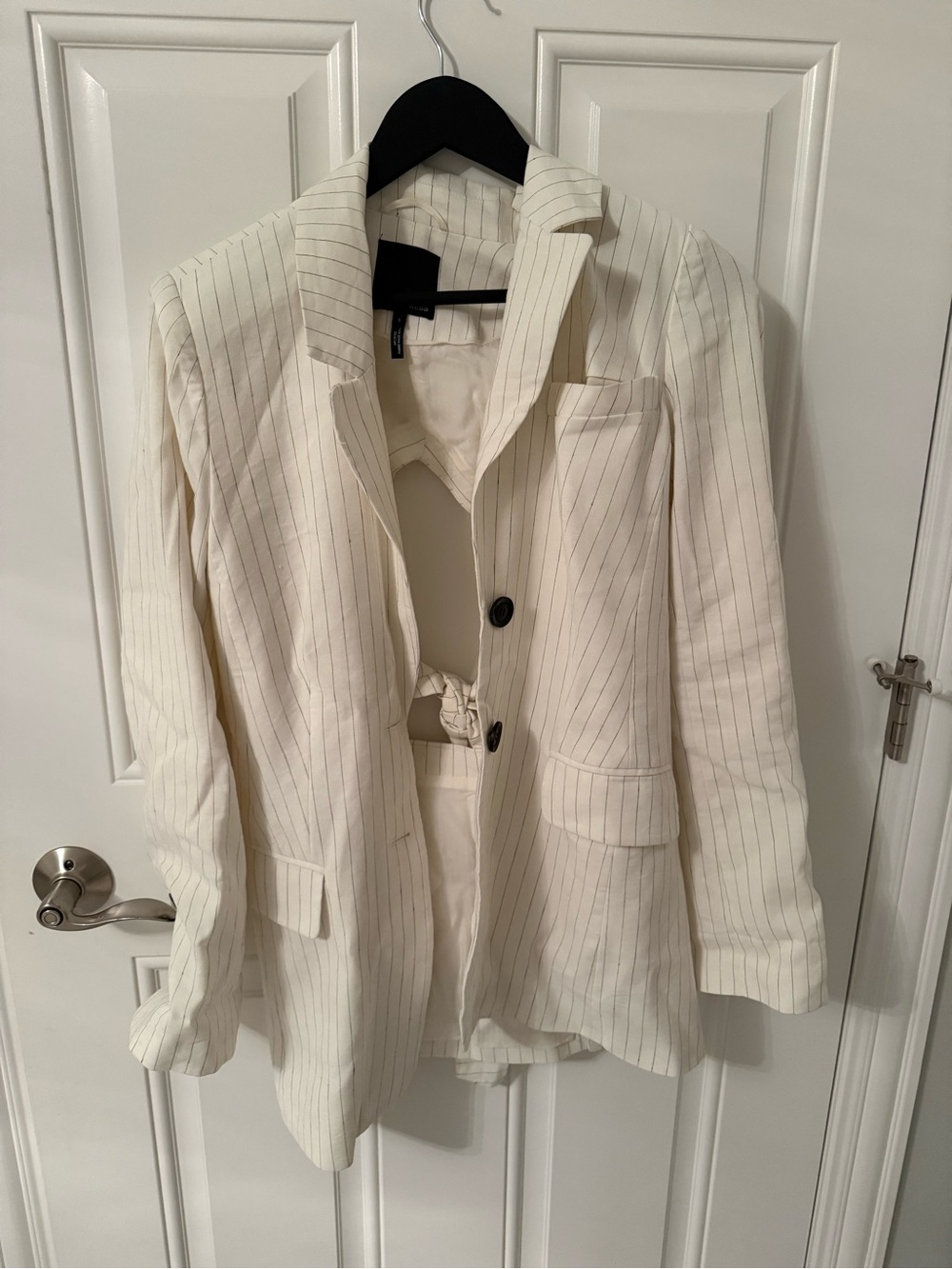 Marissa Webb Women's Cream Pinstripe Blazer Jacket